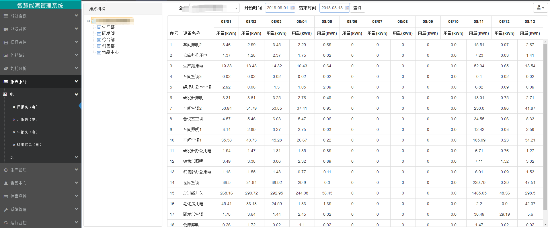 智慧能源管理系统—报表功能